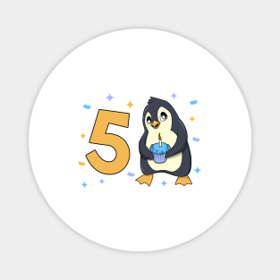 I am 5 with penguin - kids birthday 5 years old Magnet